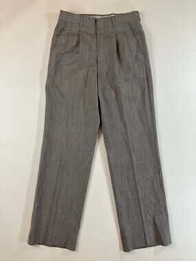 Vintage Adams Row Men Gray Wool Blend Pleated Dress Pants 28x29 Made USA